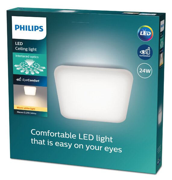 Mauve CL270 přisazené svítidlo LED 24W 2900lm 2700K 43cm hranaté IP20, bílé