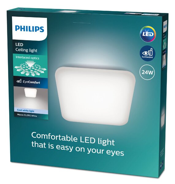 Mauve CL270 přisazené svítidlo LED 24W 3000lm 4000K 43cm hranaté IP20, bílé