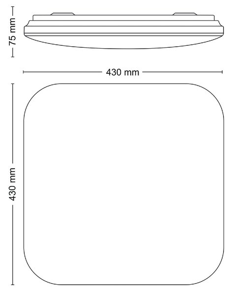 Mauve CL270 přisazené svítidlo LED 24W 3000lm 4000K 43cm hranaté IP20, bílé