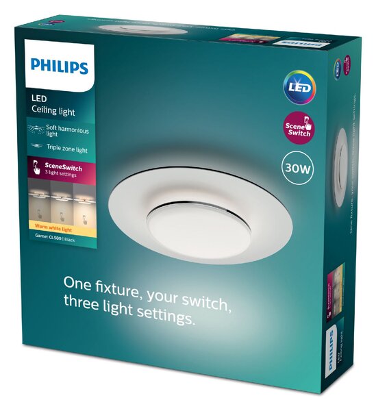 Garnet CL580 stropní svítidlo LED 30W 3100lm 2700K 40cm IP20, černé