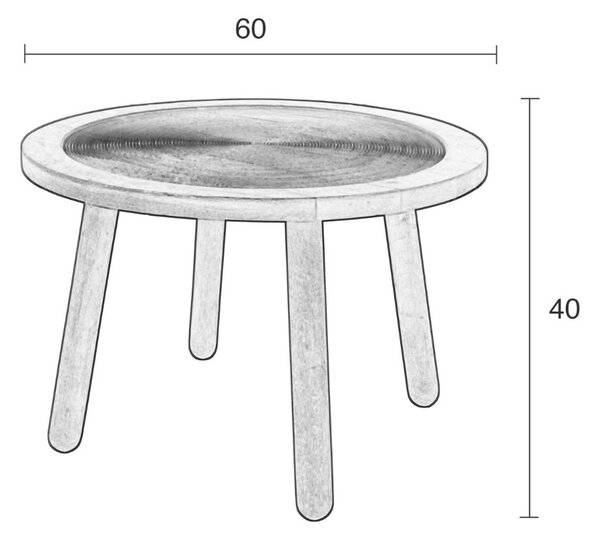 Masivní mangový konferenční stolek ZUIVER DENDRON 60 cm