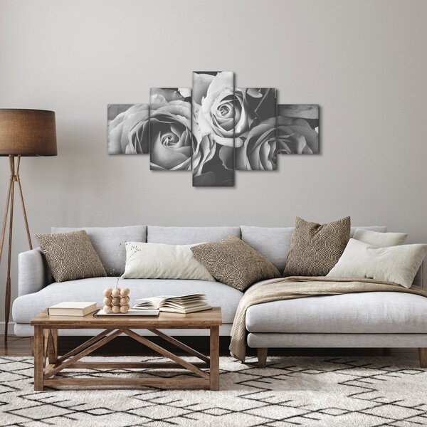 Obraz - Růže, černobílá (125x70 cm)