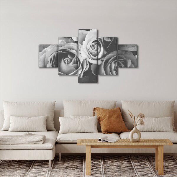 Obraz - Růže, černobílá (125x70 cm)