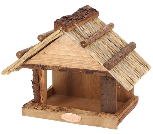 Krmítko pro ptáky Wood, 22,5x27,5x17,5 cm, dřevo, hnědá
