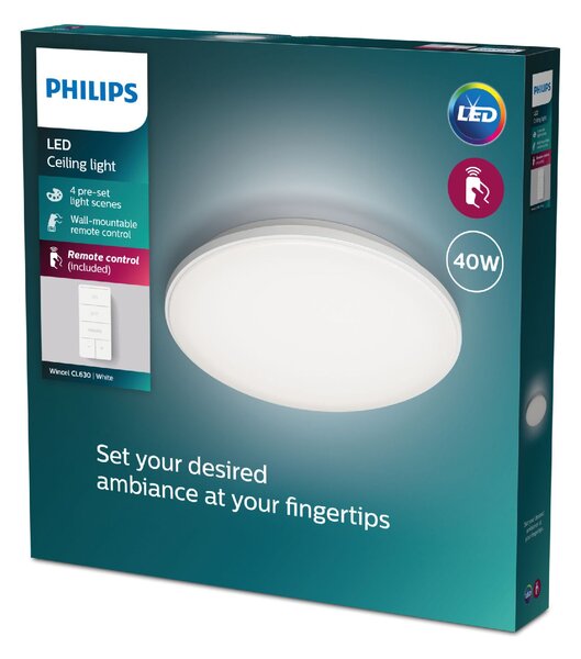 Wincel CL630 stropní svítidlo LED 40W 4300lm 2700-6500K 48cm IP20, bílé + ovladač