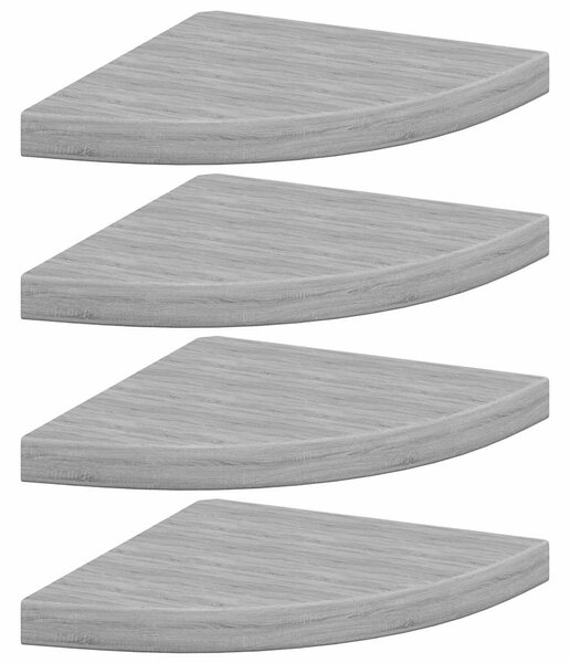 Nástěnné rohové police 4 ks betonově šedé 35 x 35 x 3,8 cm MDF 326644