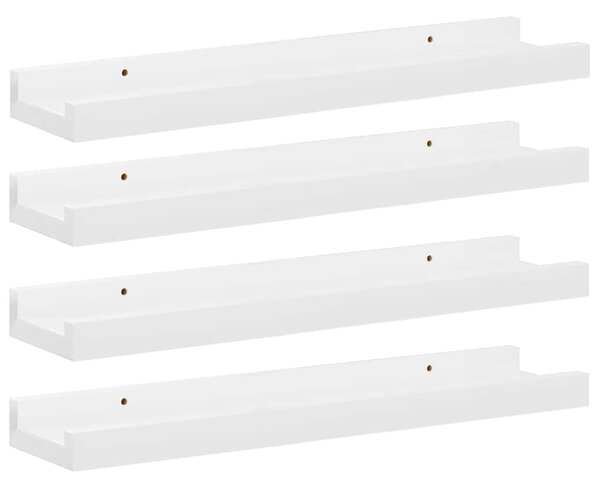 Nástěnné police 4 ks bílé s vysokým leskem 40 x 9 x 3 cm 326653