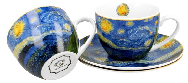 Porcelánový šálek s podšálkem Van Gogh Starry Night 250 ml sada 2ks