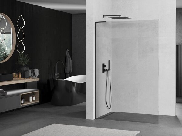 Mexen Kioto L sprchová stěna Walk-in 65 x 200 cm, transparentní, černá - 800-065-103-70-00