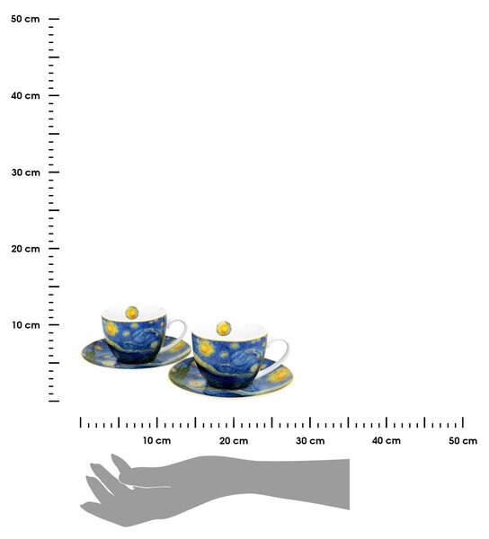 Porcelánový šálek s podšálkem Van Gogh Starry Night 250 ml sada 2ks