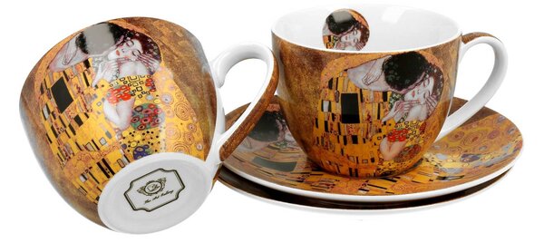 Porcelánový šálek s podšálkem Klimt The Kiss 250 ml sada 2ks