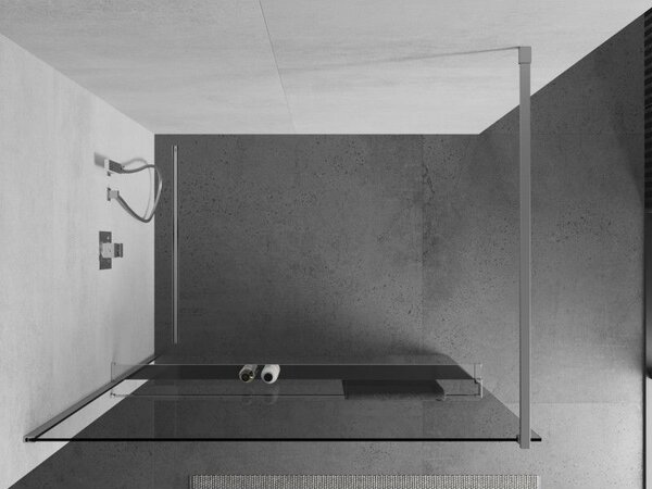 Mexen Kioto+ sprchová stěna s policí Walk-in 75 x 200 cm, transparentní, chrom - 800-075-121-01-00