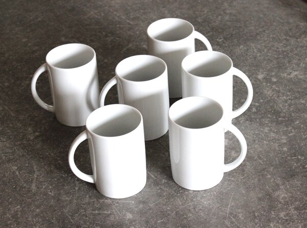 BDK-GLASS Sada 6ks bílých porcelánových hrnků