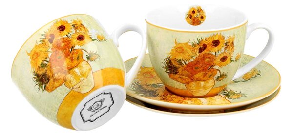 Porcelánový šálek s podšálkem Van Gogh Sunflowers 90 ml sada 2ks