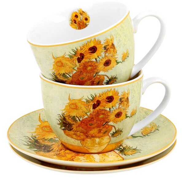 Porcelánový šálek s podšálkem Van Gogh Sunflowers 90 ml sada 2ks