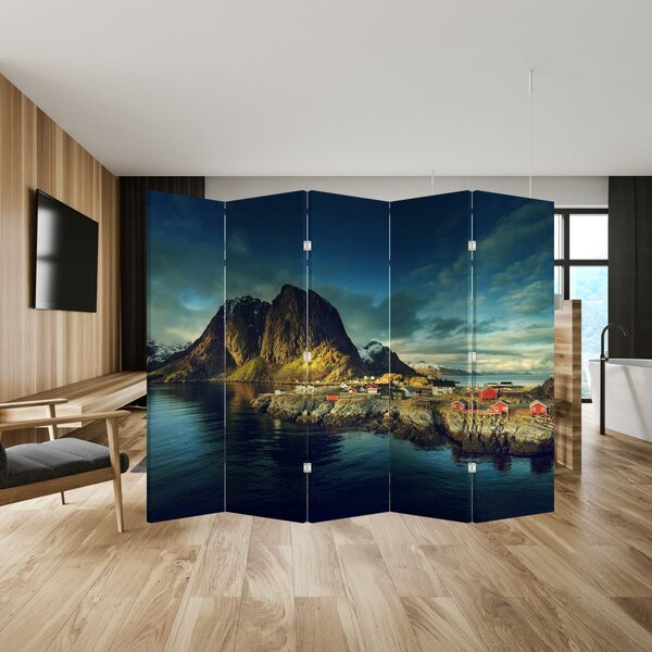 Paraván - Rybářská vesnice v Norsku (210x170 cm)