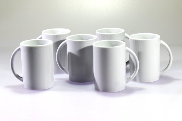 BDK-GLASS Sada 6ks bílých porcelánových hrnků