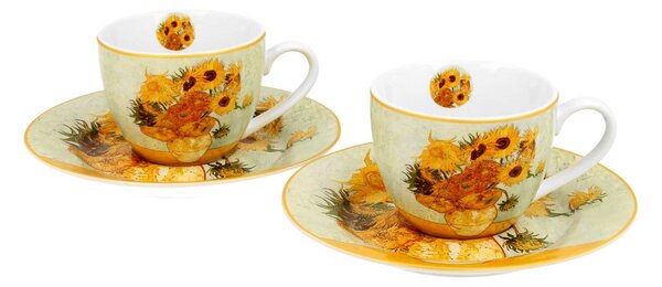 Porcelánový šálek s podšálkem Van Gogh Sunflowers 90 ml sada 2ks