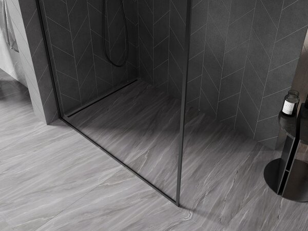 Mexen Kioto-XF walk-in sprchová zástěna s rámem 50 x 202 cm, transparentní 10 mm, černá - 800-050-104-70-00-X