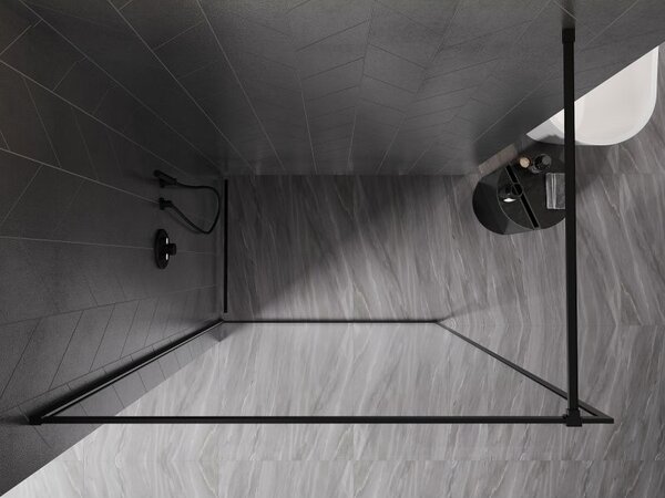Mexen Kioto-XF walk-in sprchová zástěna s rámem 50 x 202 cm, transparentní 10 mm, černá - 800-050-104-70-00-X