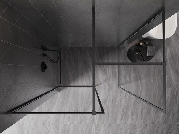 Mexen Kioto-F sprchová stěna Walk-in s rámem 125 x 100 cm, transparentní 8 mm, gun metal - 800-125-202-04-95-100