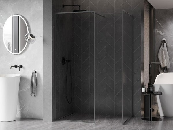 Mexen Kioto-F sprchová stěna Walk-in s rámem 125 x 100 cm, transparentní 8 mm, gun metal - 800-125-202-04-95-100