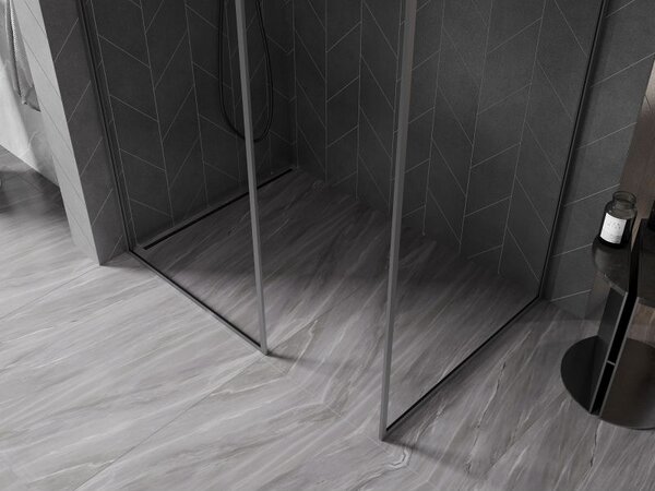 Mexen Kioto-F sprchová stěna Walk-in s rámem 125 x 100 cm, transparentní 8 mm, gun metal - 800-125-202-04-95-100