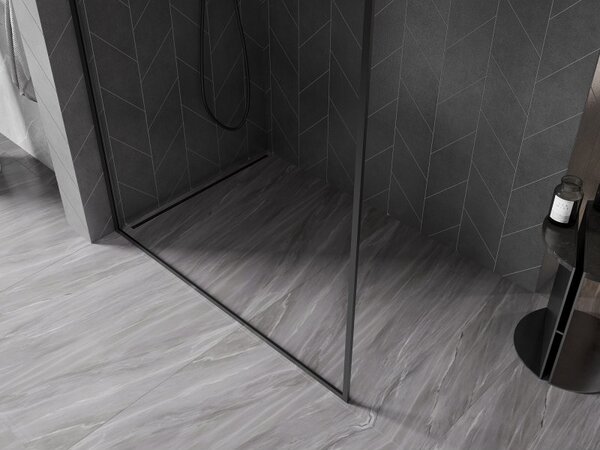 Mexen Kioto-F sprchová stěna Walk-in s rámem 70 x 202 cm, transparentní 8 mm, černá - 800-070-104-70-00