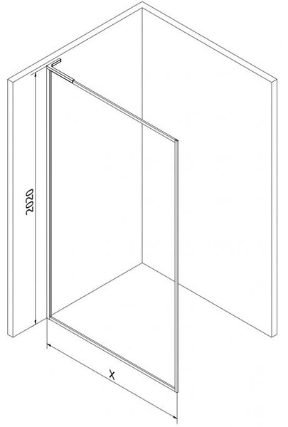 Mexen Kioto-F L sprchová stěna Walk-in s rámem 55 x 202 cm, transparentní 8 mm, zlatá - 800-055-174-50-00