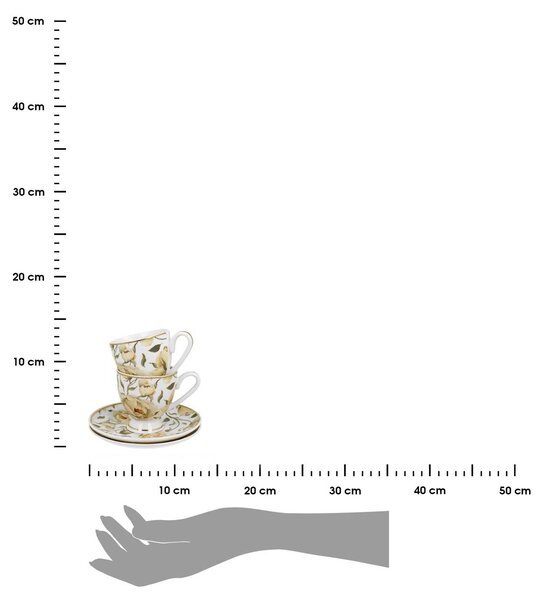 Porcelánový šálek na noze s podšálkem English Roses White 90 ml sada 2ks