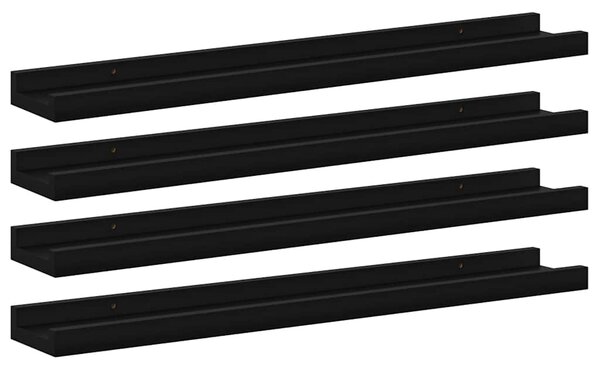 Nástěnné police 4 ks černé 60 x 9 x 3 cm 326668