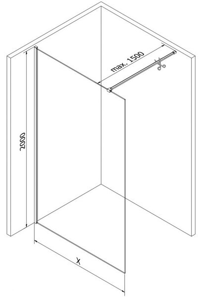 Mexen Kioto-X sprchová stěna Walk-in 60 x 200 cm, grafit 10 mm, černá - 800-060-101-70-40-X