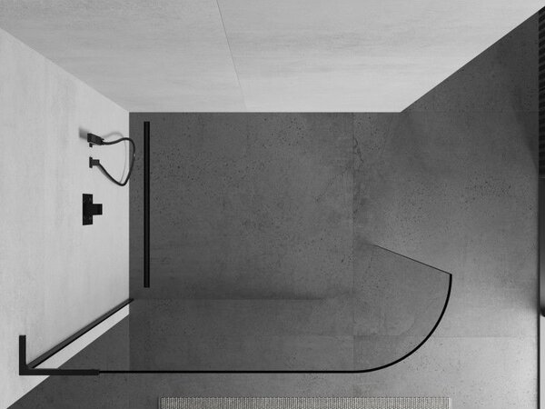 Mexen Kioto-R L zaoblená sprchová stěna Walk-in 80 x 200 cm, transparentní, černá - 800-080-103-70-06