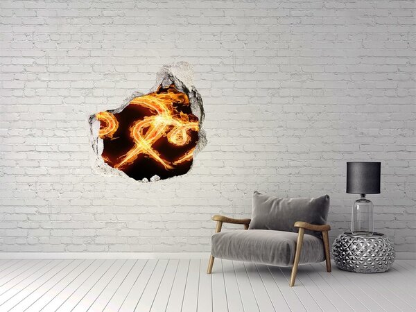 Díra 3D fototapeta nálepka Oheň srdce nd-p-11479384