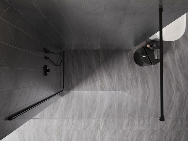Mexen Kioto-X sprchová stěna Walk-in 100 x 200 cm, transparentní 10 mm, černá - 800-100-101-70-00-X