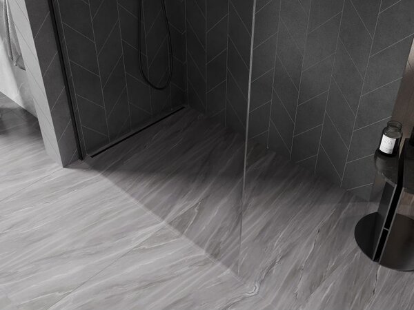 Mexen Kioto-X sprchová stěna Walk-in 100 x 200 cm, transparentní 10 mm, černá - 800-100-101-70-00-X