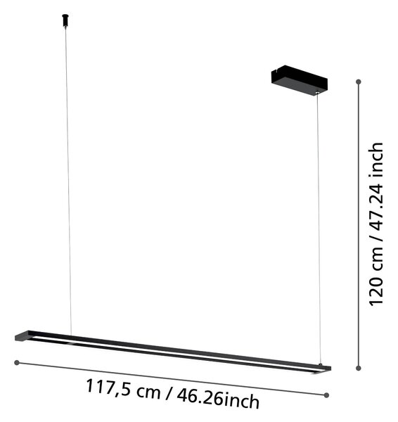 ZÁVĚSNÉ LED SVÍTIDLO, 116/8.5/110 cm Eglo - Online Only svítidla, Online Only