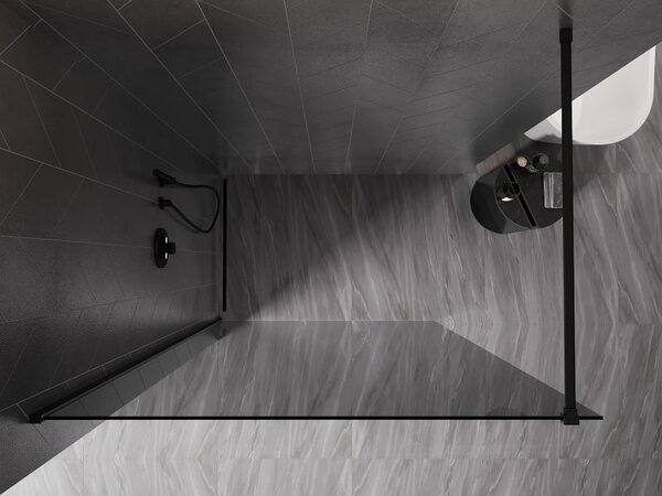 Mexen Kioto-X sprchová stěna Walk-in 60 x 200 cm, grafit 10 mm, černá - 800-060-101-70-40-X