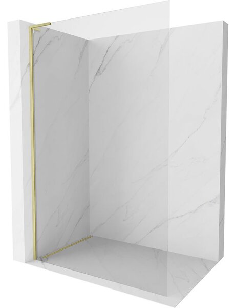 Mexen Kioto-X L sprchová stěna Walk-in 50 x 200 cm, transparentní 10 mm, zlatá kartáčovaná - 800-050-107-55-00-X
