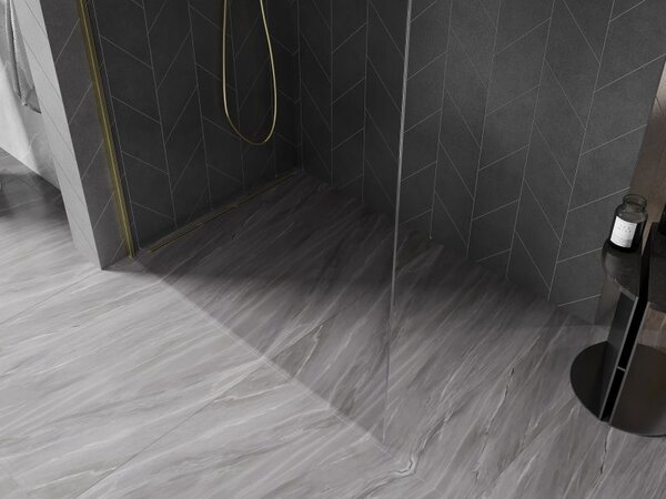 Mexen Kioto-X L sprchová stěna Walk-in 50 x 200 cm, transparentní 10 mm, zlatá kartáčovaná - 800-050-107-55-00-X
