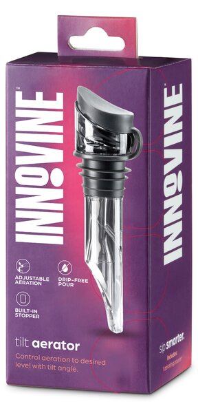 Provzdušňovač vína s náklonem a zátkou Innovine Tilt, grafitová