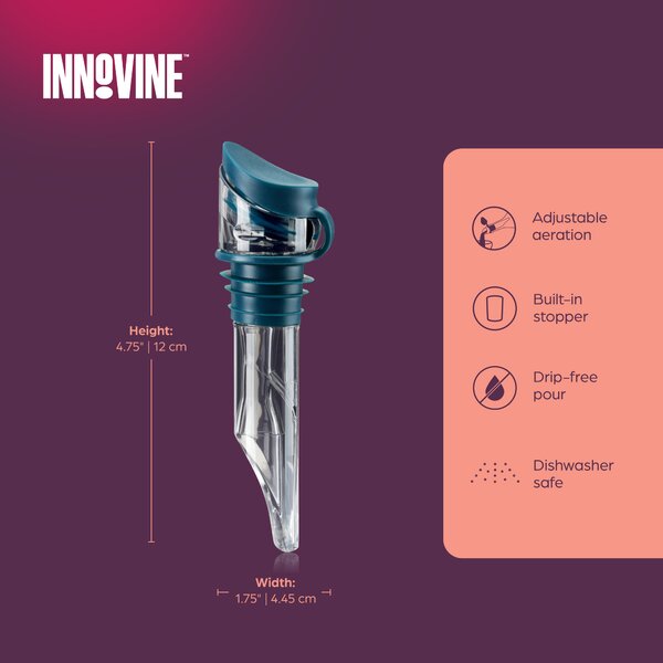 Provzdušňovač vína s náklonem a zátkou Innovine Tilt, modrá