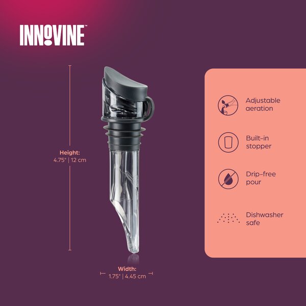Provzdušňovač vína s náklonem a zátkou Innovine Tilt, grafitová