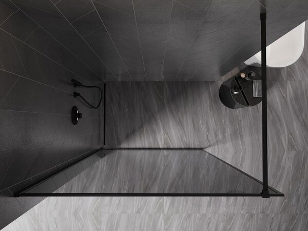Mexen Kioto-XF sprchová zástěna Walk-in s rámem 110 x 202 cm, grafit 10 mm, černá - 800-110-104-70-40-X