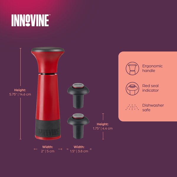 Innovine Vakuová pumpička na víno Innovine, červená