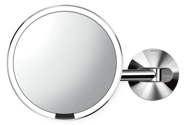 Simplehuman, Nástěnné kosmetické zrcadlo s LED osvětlením Sensor, síťové, 20 cm | lesklá nerez
