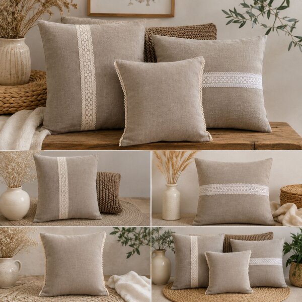 Tom Linen PROVENCE – lněný povlak s krajkou Velikost: 40x40cm
