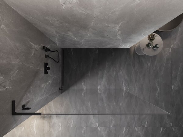 Mexen Lunar L sprchová stěna Walk-in levá 70 x 200 cm, transparentní 8 mm, černá - 830L-070-000-70-00-L