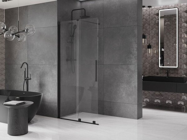 Mexen Velar posuvná sprchová zástěna Walk-in 75 x 200 cm, transparentní 8 mm, černá - 871-075-000-03-70