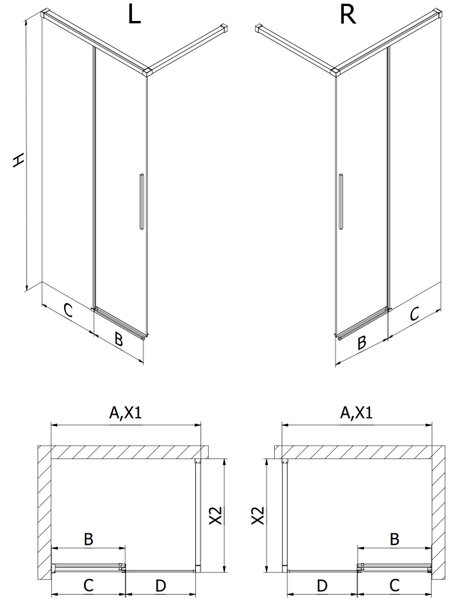 Mexen Rox sprchová stěna Walk-in 70 x 200 cm, transparentní 8 mm, chrom - 8C2-070-003-01-00